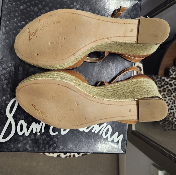 Sam Edelman Turner Tan Leather 4.5 in wedge, 2 in platform sandals Size 11 - Picture 6 of 6